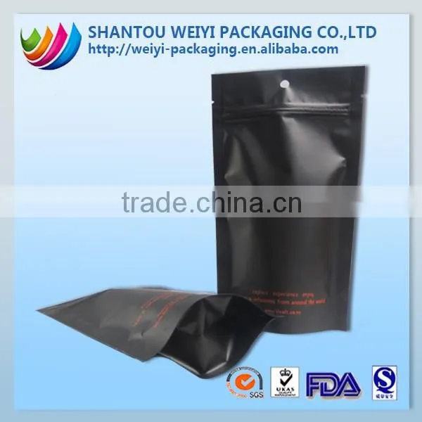 zip lock plastic stand up foil coffee bags with valve