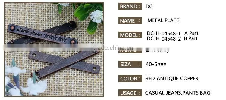 Custom Engraved Logo Metal Plate,Jeans Metal Plates for Jacket and Coat