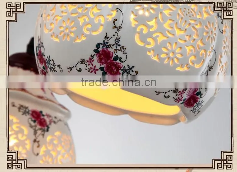 Asian E27 LED Vintage Pendant Light 3 Head Lamp Hanging Chinese Ceramic Loft Coffee Bar Restaurant Kitchen Lights