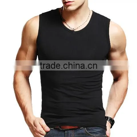 High quality custom design 100% Cotton Fabric cool men tank top