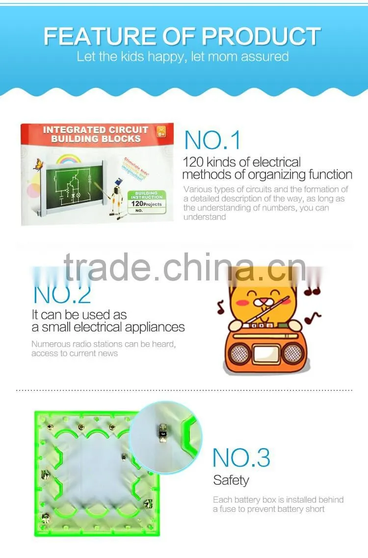 44PCS 120 projects kids plastic electronic building blocks