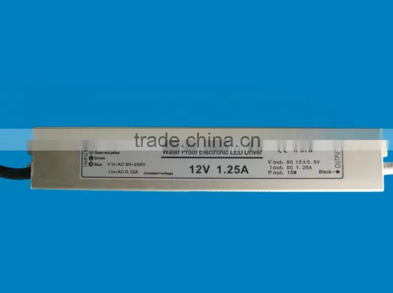 Waterproof 12v 15w led power supply for home lighting
