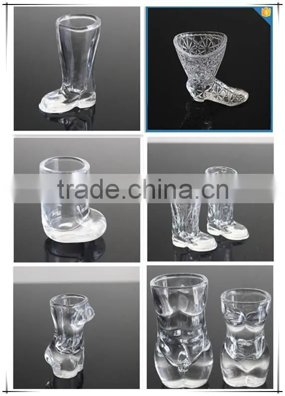 LXHY-BE021 Hand pressed engraving crystal glass beer boot