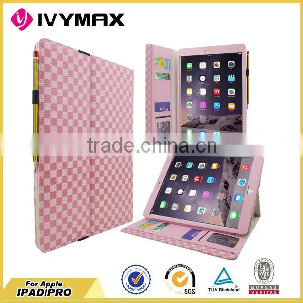 High quality credit card and flip stand leather tablet case for IPAD PRO