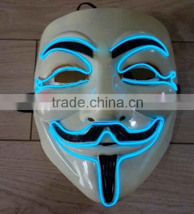 V for Vendetta el wire mask / EL wire halloween mask / EL WIRE Masquerade Face Mask