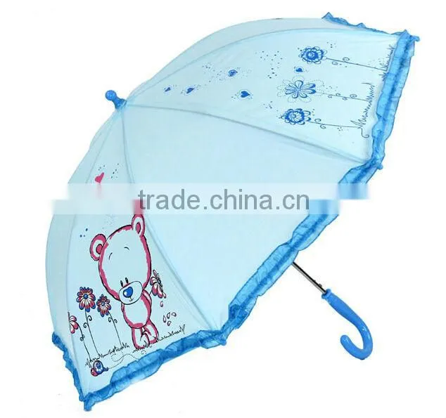 Frilled EVA half transparent little bear safe kid umbrella for fun