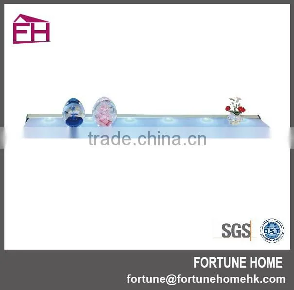 2014 Home Decorative New Design battery LED lighted tempered glass wall shelf