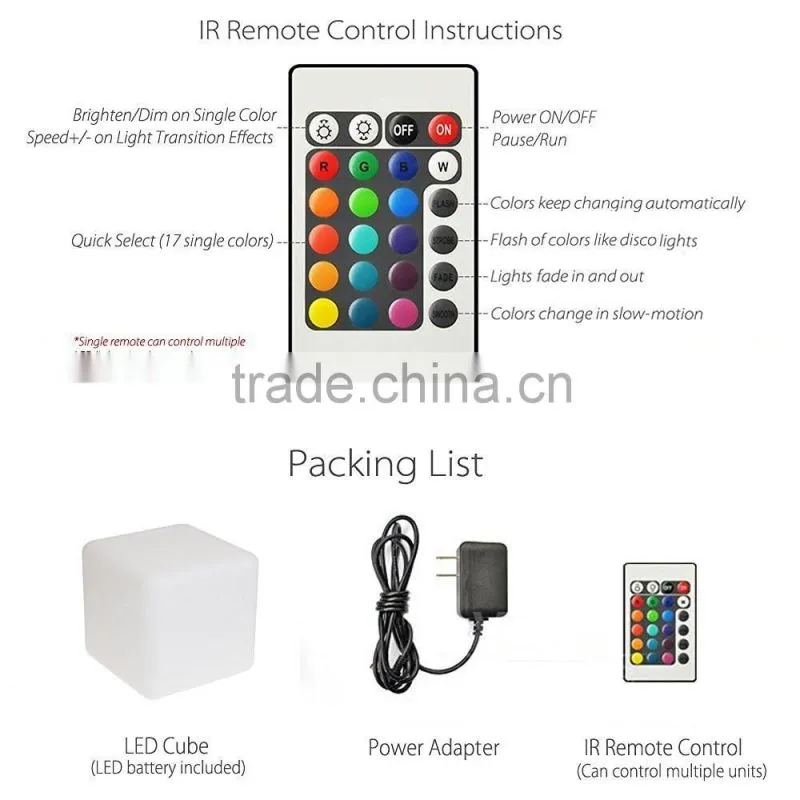 Rechargeable LED Light Cube Chair, Indoor & Outdoor Garden Party Pool Wedding Mood colorful lights with Remote Control
