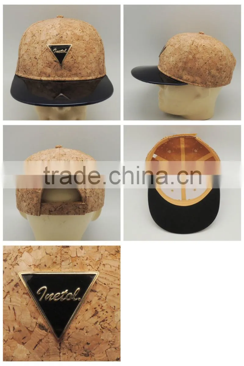 Metal plate flat brim custom cork caps