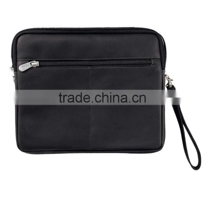 genuine leather zipper pouch for Ipad