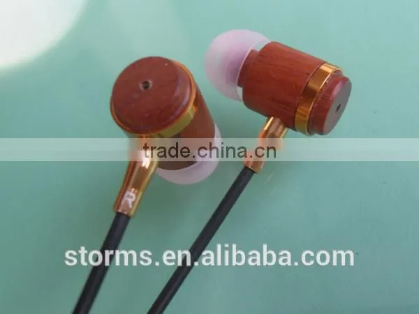 New Style in-ear wood stereo earphone wooden earbud with mic