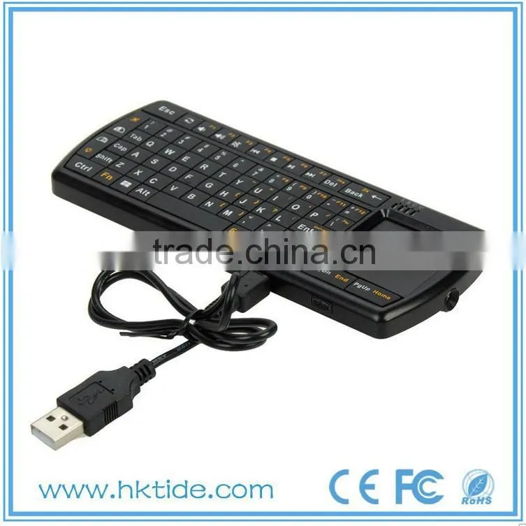 2.4g remote control mouse + wireless touchpad keyboard for pc tv box