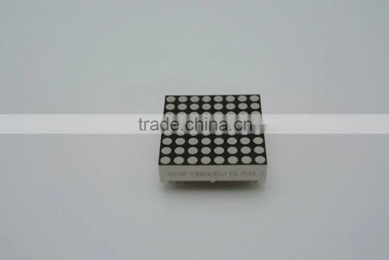 Rohs compliant red and green bi-color 8*8 dots 2.54mm pitch LED dot matrix display
