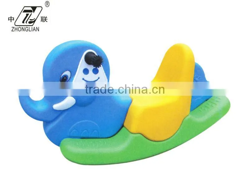Tri-color children plastic rocking horse