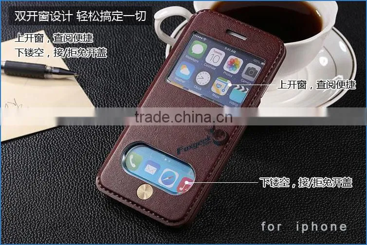 hot new products for 2015 wholesale for iphone case , leather case for iphone 6 with double window