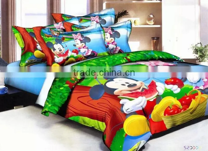 China supplier 100% cotton 3d cartoon kids bedding set,mickey house bedroom set