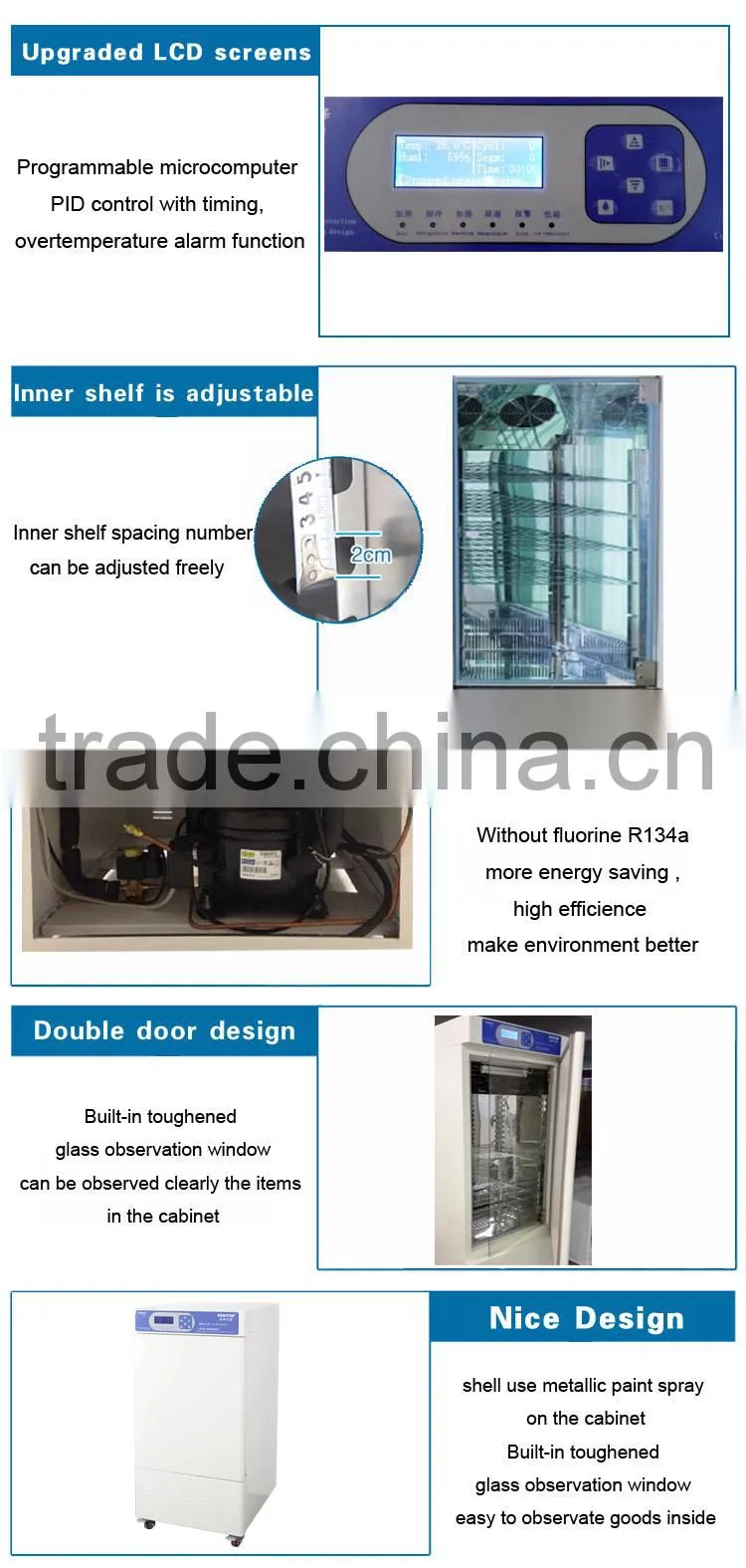 LCD Temperature and Humidity Cooling incubator Chamber