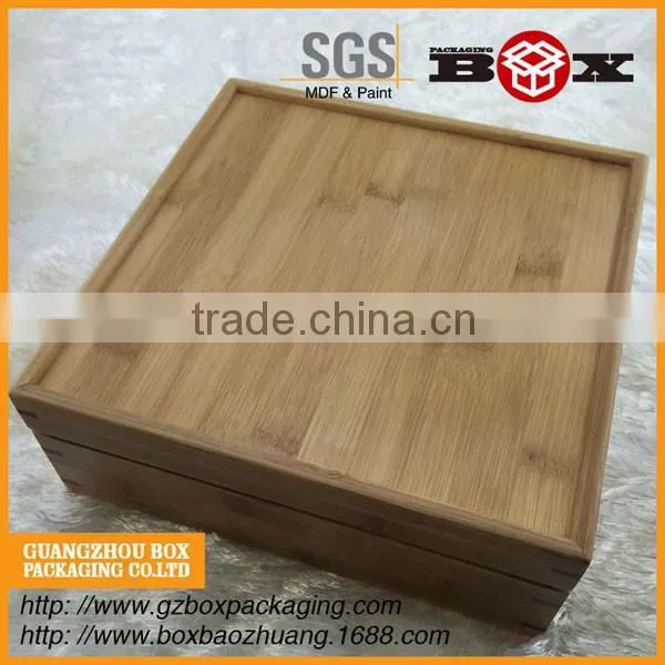 2 Boards Bamboo Box With Laser-engraved Logo For Small Gift