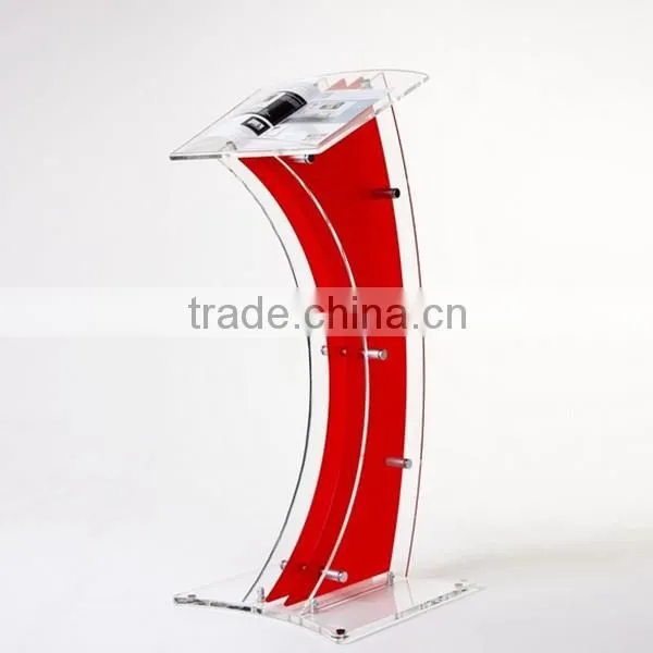 Clear Acrylic Curved Organic Glass Pulpit For Church