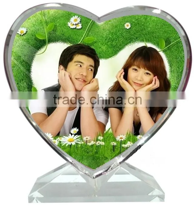 2016 hot sale heart shape crystal photo frame
