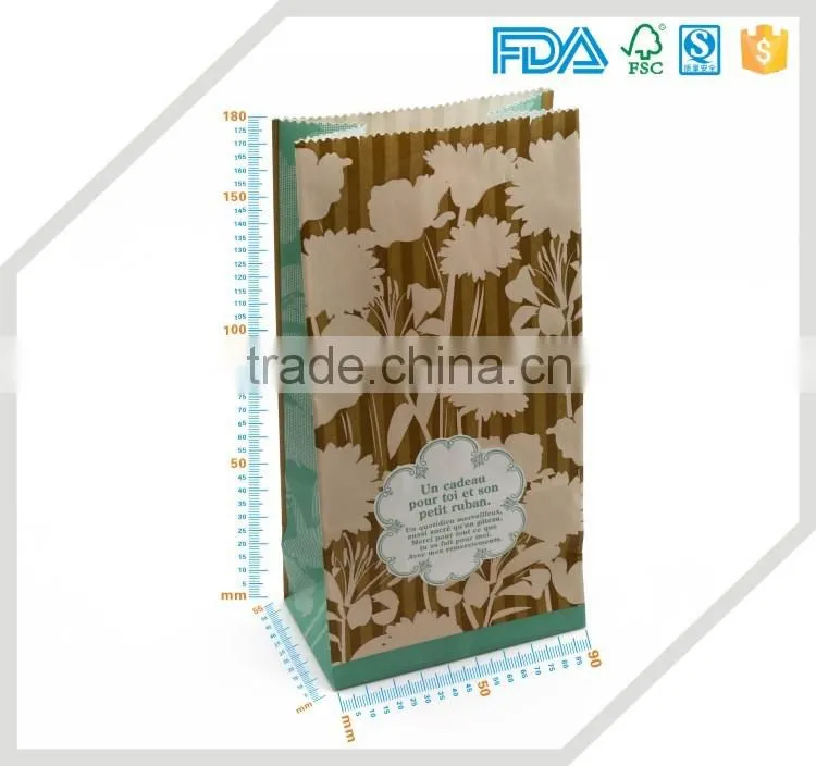 Accept custom order popular design security food kraft paper bag,snack paper bag
