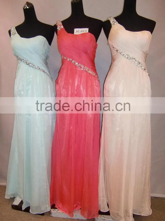 Newly design one-shoulder chiffon beaded fashion elegant long evening dresses