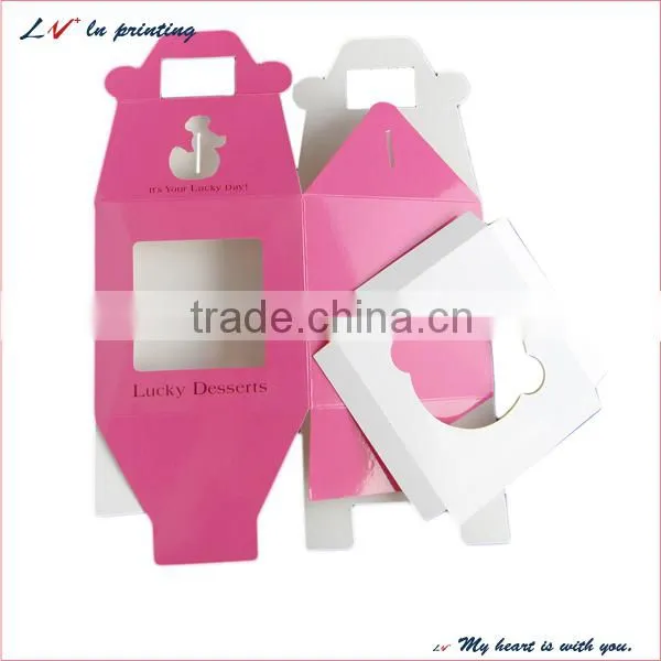 custom mini delicate square window cake boxes with handle