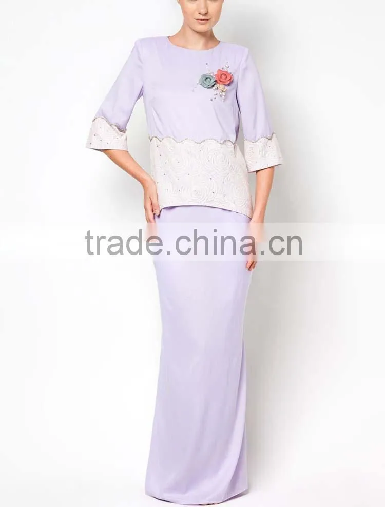 High quality appliqued beaded hot girls summer muslim dress