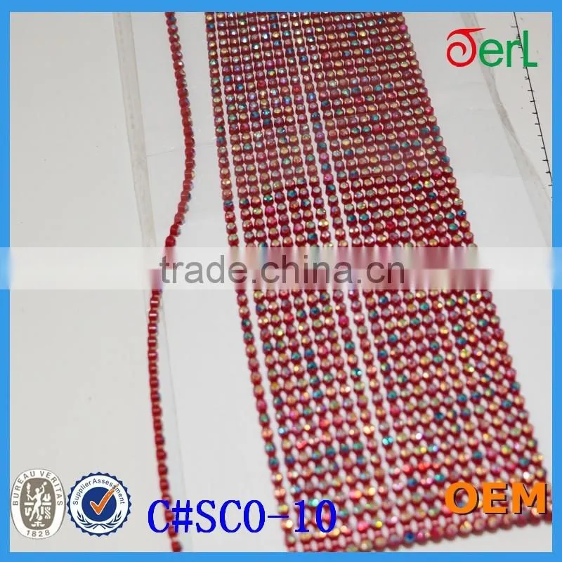 Rhinestone Banding Trim Single Row 10 Yards Ss8, Colorful Rhinestone Plastic Banding