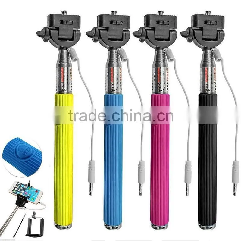 manufacturer price colorful selfie stick with cable for travel Mini Wired handheld monopod cable take pole selfie stick Z07-5S