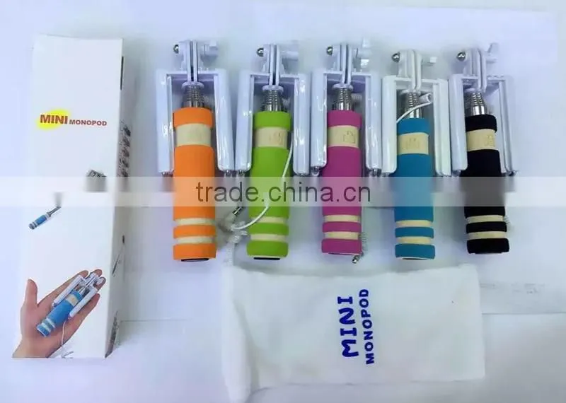 Wholesale factory cable take pole with cable NO need bluetooth No need charger Selfie stick