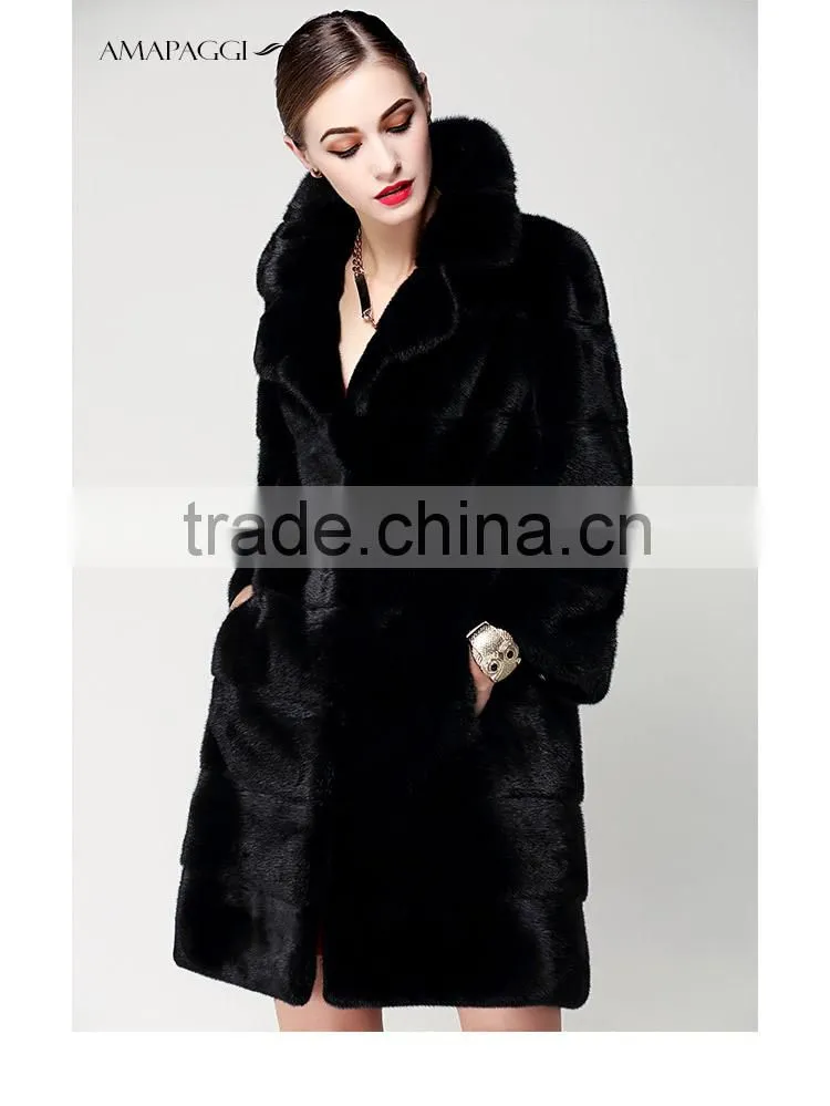 2015 popular winter real mink fur coat for womens