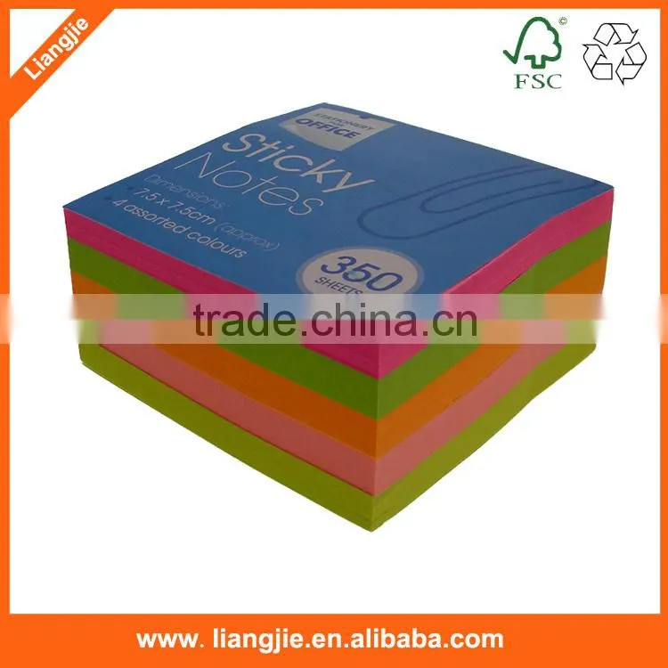 manufacturer custom neon paper sticky note pad,self-adhesive note pad