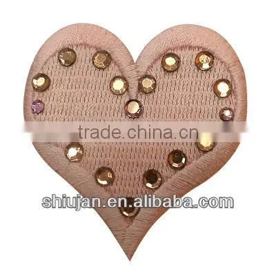 rhinestone beaded embroidered heart patch