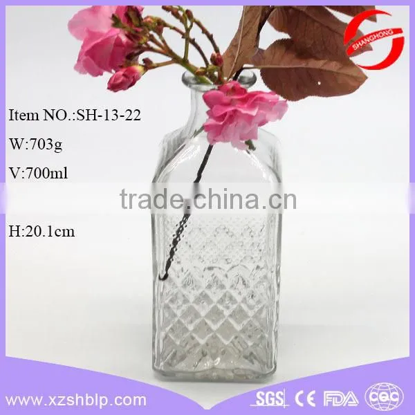 700~750ml square Wonderful Harmony Transparent aroma diffuser glass bottle