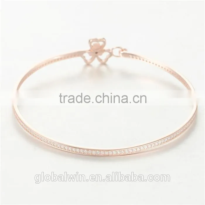 Fashion Jewelry 14K Gold Plated Anklets Bangles With Clear Cz