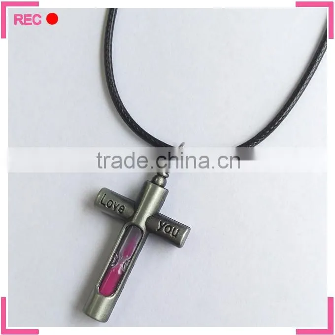Meaningful pendant necklace with cross pendant, with Hourglass custom name necklace