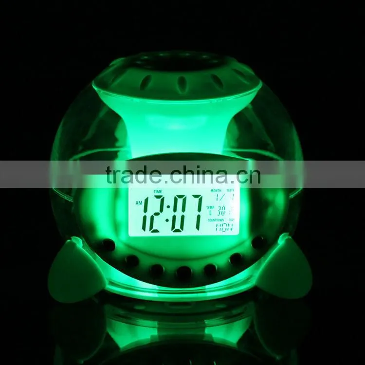 7 color light alarm clock with nature sound