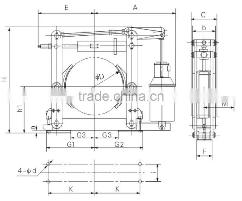 YWZ4B-400/25 series electric hydralic drum brake