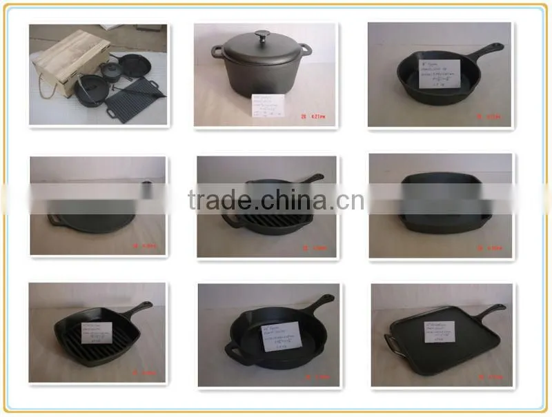 china Custom cast iron fry pan with wooden handle