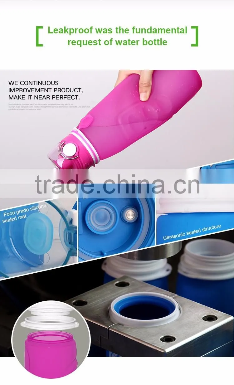Medical Grade Silicone Sports Water Bottle Foldable Silicone Water Bottle