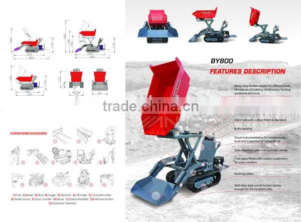 BY800 Chinese construction mini wheel loader engine power barrow with CE