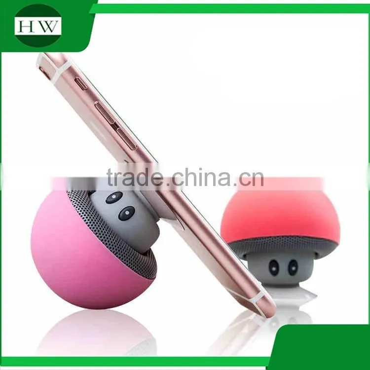mushroom silicone music amplifier mobile phone sucker stand holder sound box mini portable waterproof wireless bluetooth speaker