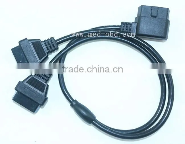 Cable splitter Y, Right Angle J1962M to 2 J1962F, RA Y-Cable, 1ft