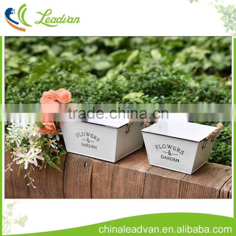 china factory low price lead free metal personalized large decorative white printing character flower pot