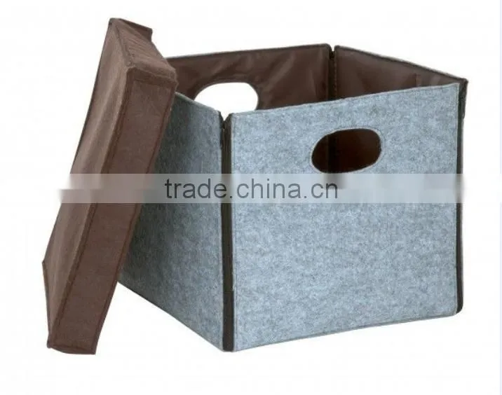 Homes Collapsible Lid Fabric Felt Tote Storage Cube Bin