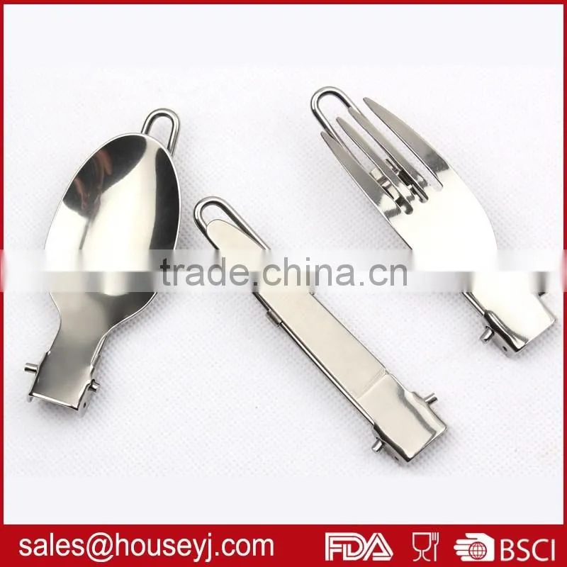 Folding camping tool portable stainless steel fork outdoor tableware Spoon & Knife Picnic