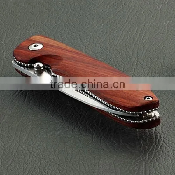Wooden Camping Folding Fruit Knife With Wooden Handle