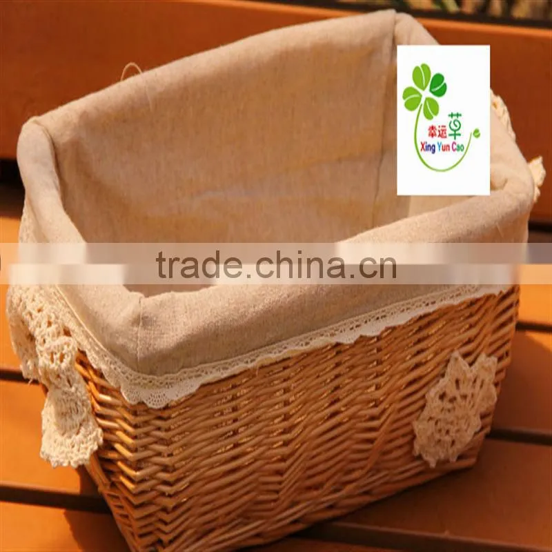 white square wicker basket with liner