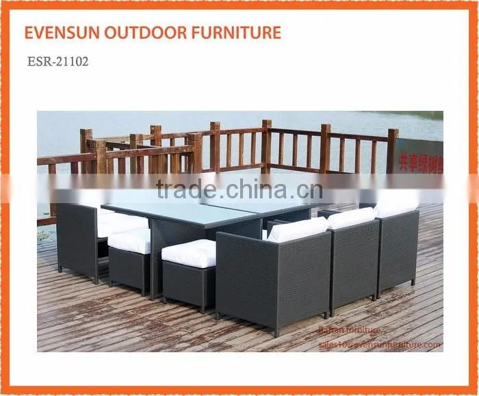Luxury Durable Easy Cleaning Rattan Dining Set Outdoor Wicker Patio Cube Set